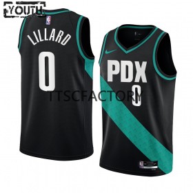 Camiseta Niños NBA Portland Trail Blazers Damian Lillard 0 Nike 2022-23 City Edition Negro Swingman